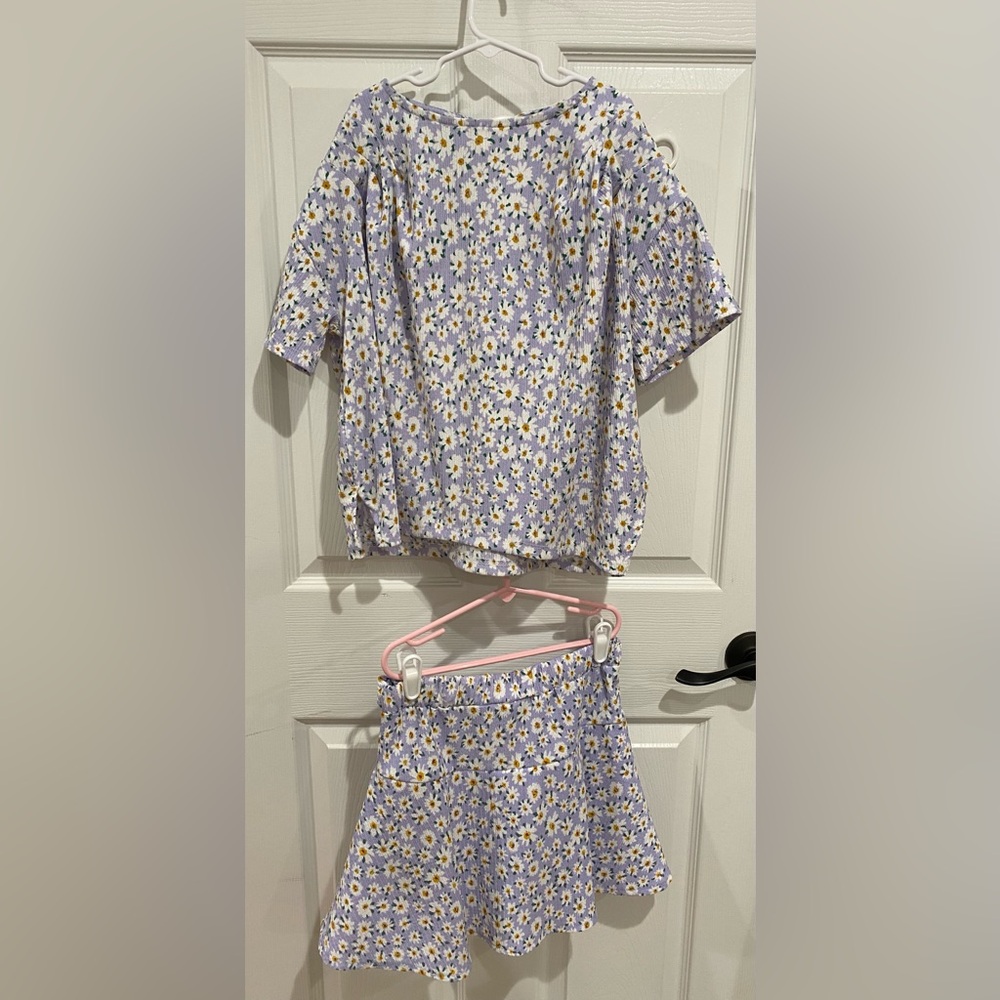 ZARA Girls Floral Shirt and Skirt 2 Piece Set Size 11-12